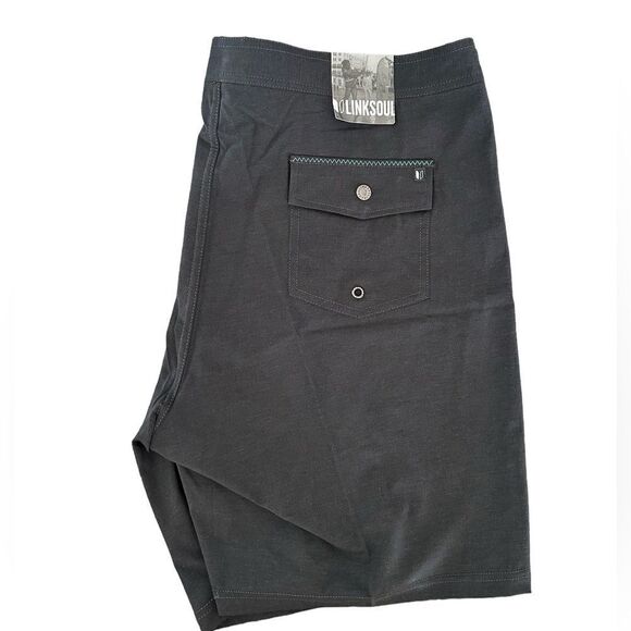 NWT LinkSoul Men’s Boardwalker Golf Short Hybrid Swim Land & Sea Black Size 35 - Picture 2 of 7
